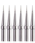 Six-Piece Replacement Tips For ET Soldering Iron, 0.02 Inch Conical Tips Pack, Pro Grade Quality, Compatible With WES51 WES50