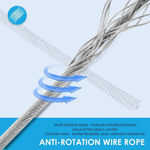 Pro Grade Galvanized Steel Wire Rope Replacement For Three In One 500Kg Electric Hoist Six Mm Thick Seven Point Six Meter Long Heavy Hitter Lifting Cable Straight Fix Job Ready Setup