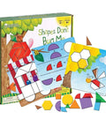 Shapes Dont Bug Me Geometry Activity Set With 136 Pieces for Kids ages 5 and up, featuring colorful shapes and activity cards.
