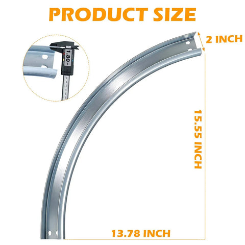 Garage Door Curved Track R15 Pair For Smooth Opening Durable Replacement Rails For Residential Doors size dimensions displayed