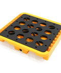 Heavy Duty Modular Spill Containment Pallet With Drain And Grating, Stackable Platform With Forklift Pockets, 2300 Lb Capacity