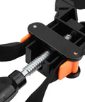Close-up of Killer Heavy Duty Strap Clamps For Woodworking Projects showing four locking jaws and a canvas strap.