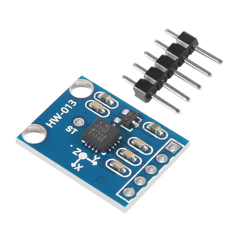 Three Pack ADXL335 3-Axis Accelerometer Sensor Module GY-61 With Analog Output 3-5V For Motion Control, Gaming, Image Stabilization, Wearables, Vibration Monitoring, And Mobile Devices, blue PCB with header pins