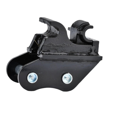 Side view of a black Mini Excavator Quick Change Hitch For Small Diggers Dope Quick Coupler Fits Most 3 Ton Excavators Heavy Duty Steel Alloy