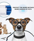 Dog and cat near Cable Sleeve Six Point Six Feet Cord Cover For Home Office And TV Wires White No Fuss Pet Proof Cord Protector