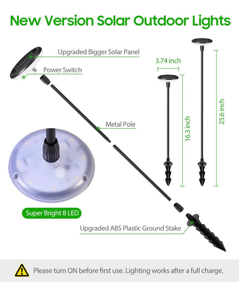 Assembly guide for Six Pack Solar Pathway Lights Outdoor Auto On Off Waterproof IP65 Garden Landscape Path Lights.