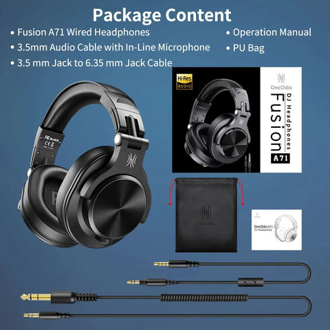 Hi-Res Studio Monitoring Headphones For Mixing And DJing, Wired Over Ear Headset With SharePort, 3.5mm And 6.35mm Jacks