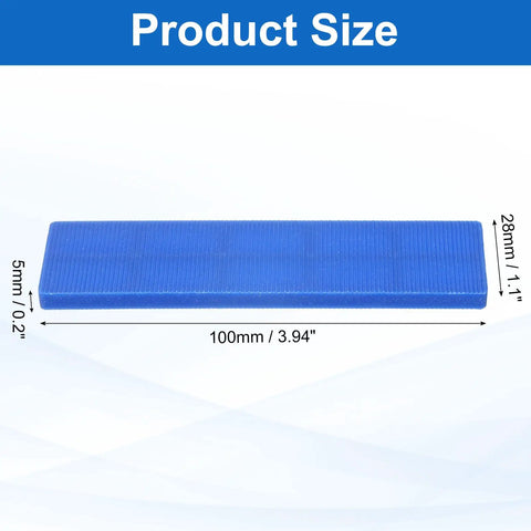 50 Pcs Plastic Flat Shims For Leveling And Spacing 5mm 3 16th Inch Structural Tile And Glass Glazing Blocks For Home Improvement Windows Toilets Tables Blue Handy And Durable showing blue shim and size dimensions.