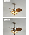 YPDJVLTI Ceiling Fans Lights Children's LED Fandelier with glass lampshade, demonstrating light on and off effects.