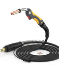 Top Tier 250A MIG Welding Gun Torch With Long 15 Ft Cable And Easy Install For Miller Machines Like The M-25, showing torch and cable.