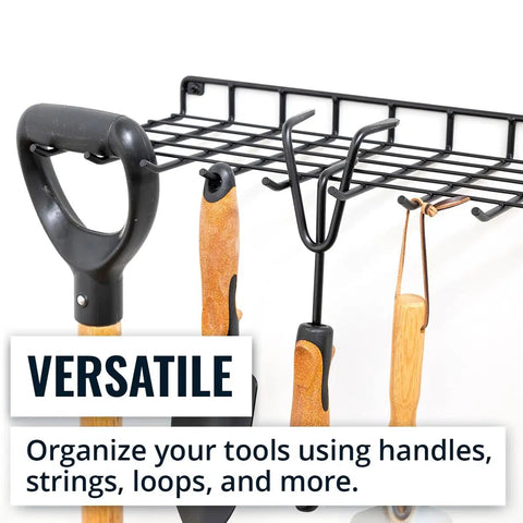 Legit Heavy Duty Wall Mounted Wire Shelf Rack With Nine Sturdy Hooks For Hauling Brooms Mops And Cleaning Gear Game Changing Home Organization Setup For Laundry Or Garage