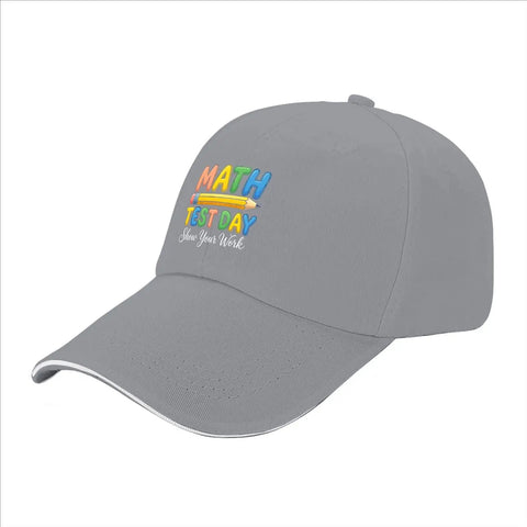 Show Your Work Math Themed Adjustable Light Grey Hat For Women Cool Low Profile Cotton Cap with Math Test Day design