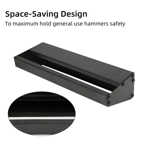 Heavy Duty Metal Hammer Holder and Hand Tool Organizer Wall Mount Rack for Workshop Garage or Shed with Multiple Shelves