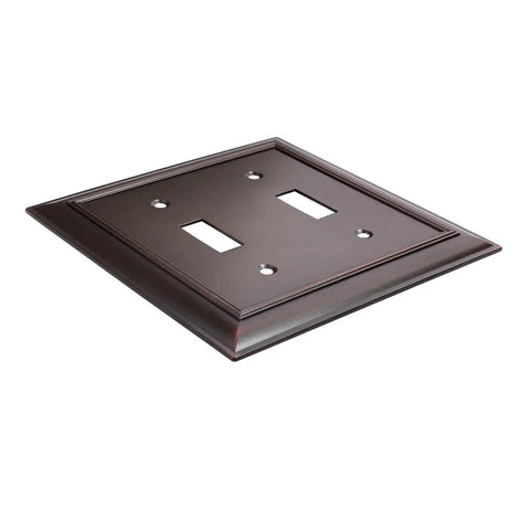 Double Toggle Light Switch Wall Plate In Oil Rubbed Bronze Set Of 2 Sturdy Zinc Alloy Cover Plates For Two Toggles Easy Screw In Mount