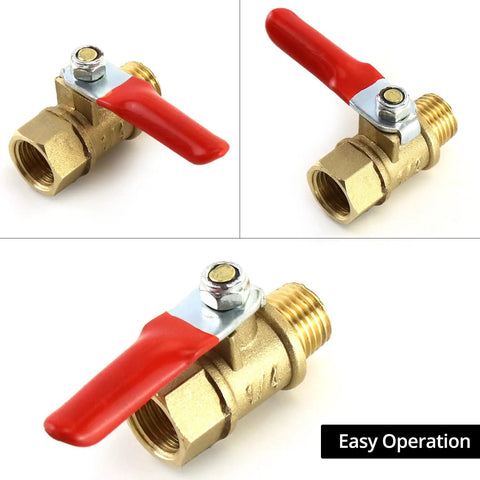 Heavy Duty Brass Ball Valve Set 10 Pack One Quarter Inch Male To Female NPT Shut Off Fittings for Water Air Steam Oil Gas Systems