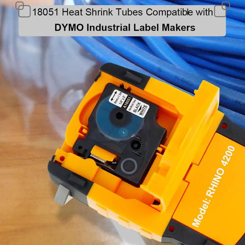 Hardcore Industrial Polyolefin Heat Shrink Tube Labels for Rock Solid Cable Tagging and Durable Permanent Equipment Marking Compatible with DYMO.