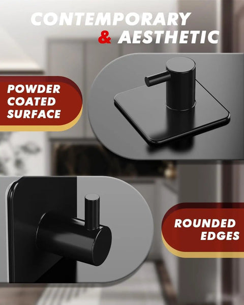 Five Pack Heavy Duty Adhesive Hooks That Hold Up To 22lb Self Adhesive Wall Hangers Waterproof Rustproof Stainless Steel