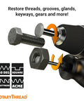 All-In-One Thread Repair Files Kit For Inch And Metric Threads showing fast restoration of threads with rotary tool.