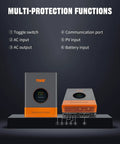 Multi-protection features of Straight Up Powerful 10000W Hybrid Solar Inverter With Built In 120A MPPT Charge Controller.