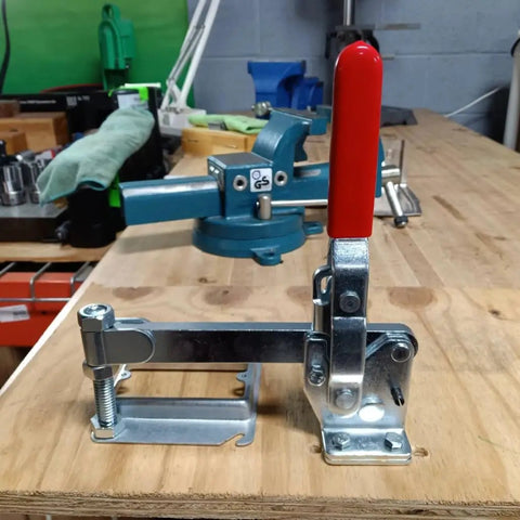 Heavy Duty Vertical Toggle Clamp One Pack 1000 Lb Holding Capacity S Bar Flanged Handle Carbon Steel Build Shop Floor Beast For Jig Fixture Welding Assembly And Machinist Jobs Straight Up Reliable Gear
