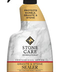 No Fuss Granite Sealer And Stone Protector Spray That Dries In A Snap Shields Quartz Marble Limestone Slate Grout Safe Family Friendly Quick Cure 24 Oz Bottle in spray bottle.