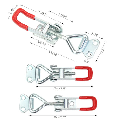 Top Tier Heavy Duty Toggle Latch Clamps Six Pack Rock Solid Pull Handle With 330 Lbs Grip Adjustable Steel Body Includes Mounting Screws For Pickup Trucks Toolboxes And Garage Setup Red Silver