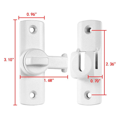 Matte White Barn Door Lock Latch Set 90 To 180 Degree Right Angle Gate Lock For Cabinets Bathrooms And Sliding Doors Aluminum Alloy