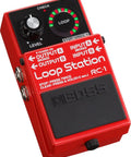 Compact Loop Pedal With 24 Segment Circular LED Indicator showing play status, red design with stereo inputs and outputs