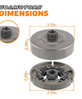 Heavy Duty Clutch Drum And Sprocket Rim Bearing Kit For Stihl MS290 MS390 MS310 Chainsaw, showing dimensions and detailed parts.