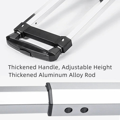 Close-up of Transformable Backpack Trolley Cart With Aluminum Alloy Frame showing handle and adjustable thick aluminum rod.