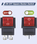 Six Pack Red Lighted Rocker Switches DPST 4 Pin On Off 2 Position 16A 125V AC 20A 250V AC For Marine Boat Car RV Electrical Panel Waterproof Weatherproof Dope Install, red square switch