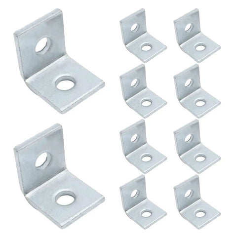 10 Pack 2 Hole L Shaped Connector Bracket For One Half Inch Bolts, 90 Degree Angle, Fits One And Five Eighths Inch Strut Channel