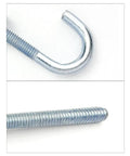 Ten Pcs Zinc Plated J Bolts One Quarter Inch By Four Inch With Nuts And Washers For Concrete Pads Wood Projects Outdoor Installations And General Construction Anchorage Durable Galvanized Steel Hardware Kit close-up view