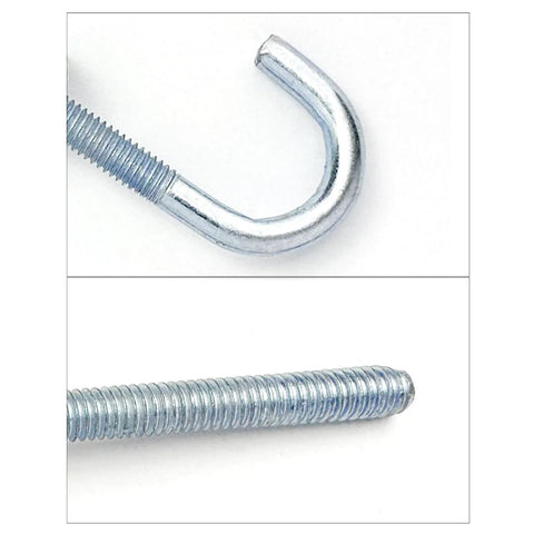 Ten Pcs Zinc Plated J Bolts One Quarter Inch By Four Inch With Nuts And Washers For Concrete Pads Wood Projects Outdoor Installations And General Construction Anchorage Durable Galvanized Steel Hardware Kit close-up view