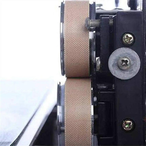 Close-up of nonstick conveyor using Heavy Duty Replacement PTFE Teflon Belts for FR900 Continuous Band Sealer 50 Pcs, showing texture.