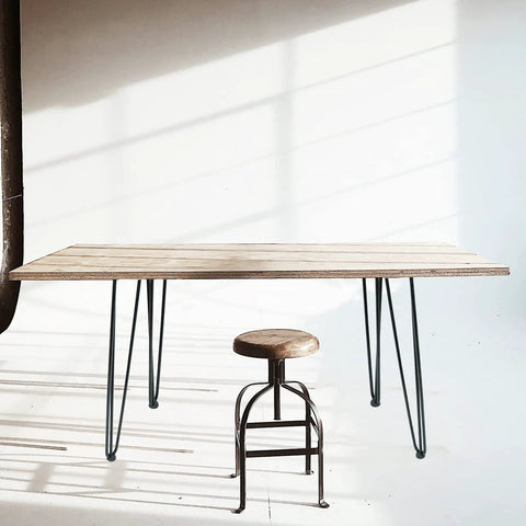 Table with 22 Inch Industrial Hairpin Table Legs Set Of Four With 3 Eighths Inch Diameter Beefy Heavy Duty Solid Iron Furniture Legs