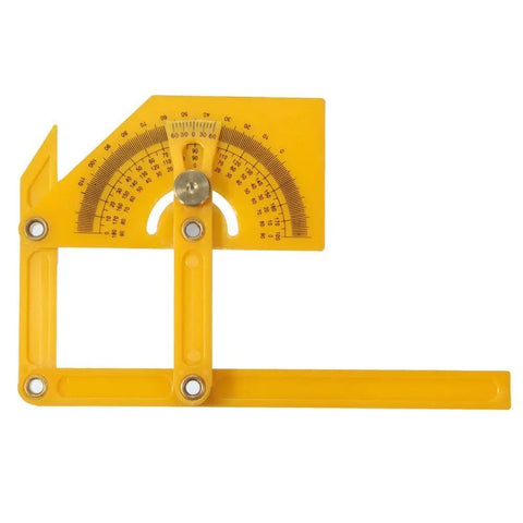 Top Shelf Dead On Accurate Plastic Protractor Angle Finder With Measuring Arm Ruler Tool features bold yellow design for precise angles.