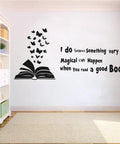 Reading Book Wall Decal Open Book With Butterflies And Inspiring Quote For Kids Study Room Bedroom Decor Black Vinyl Peel And Stick 60x28 Inches Perfect For Kids Room Nursery