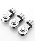 Rock Solid Heavy Duty 304 Stainless Steel V Groove Universal Wheel For Sliding Gate Caster And Ground Rail Roller System Gliding Smooth As Silk And Setting Up In A Jiffy showcasing three stainless rollers.