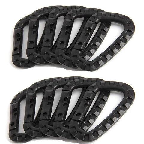 Grab-And-Go Lightweight Polymer Carabiner Keychain Set Of 10 With Durable D Ring Clips Quick Lock Snap Gear Hooks for hiking