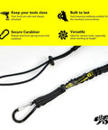 Tool Lanyard With Single Aluminum Carabiner And Adjustable Loop For Handy Hand Tools Tether On Home Renovation Scaffolding