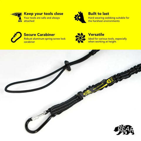 Durable Tool Lanyard With Carabiner And Adjustable Loop End For Home Renovation And Construction, 8Kg Capacity, Aluminum Screw Lock