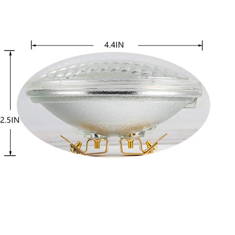 PAR36 LED Landscape Bulb 12V 12W 1280LM 6000K Water Resistant Flood Light 4.4in diameter side view with dimensions