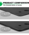 Comparison of pergola bracket thickness with coin for scale highlighting an upgraded thicker model.