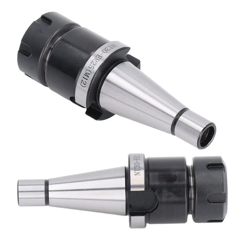Knockout Performance NT30 ER25 M12 Collet Chuck Holder For CNC Milling, black and silver alloy steel design, precision engineering.