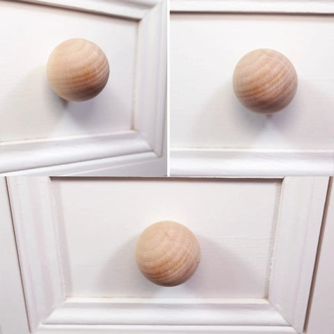 Wood Ball Knobs Set 12 Pack 1-1/2 Inch Round Natural Wooden Cabinet Knobs For Drawers Dresser Wardrobe Cupboard Kitchen Door Pulls And Handles Screws Included Grab And Go Easy Install Durable Finish