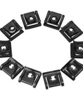 Heavy Duty Quarter Turn Fasteners For Race Fairings Quick Release Bolt Kit With Secure Clamps, 10 black speed clips arranged in a circle.