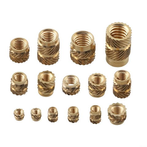 300 Piece Heat Set Threaded Inserts Kit M2 To M6 And One Quarter Twenty Brass Knurled Nuts For 3D Printing PLA ABS Repair Mixed Pack Copper Forging For Strong Durable Joints, assorted sizes