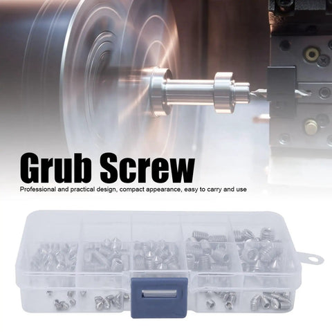 High Grade Stainless Steel Grub Screws With Hex Socket And Cone Point, M3 Through M8 Metric Machine Fasteners In Tough Storage Box, Straight Shot For Precision Instrument Repair And Tight Assembly