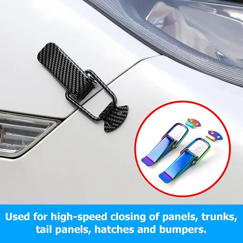 2 Pack Car Bumper Clip Hasp Universal Front And Rear Bumper Holder Security Hook Lock Clip Kit installed on vehicle